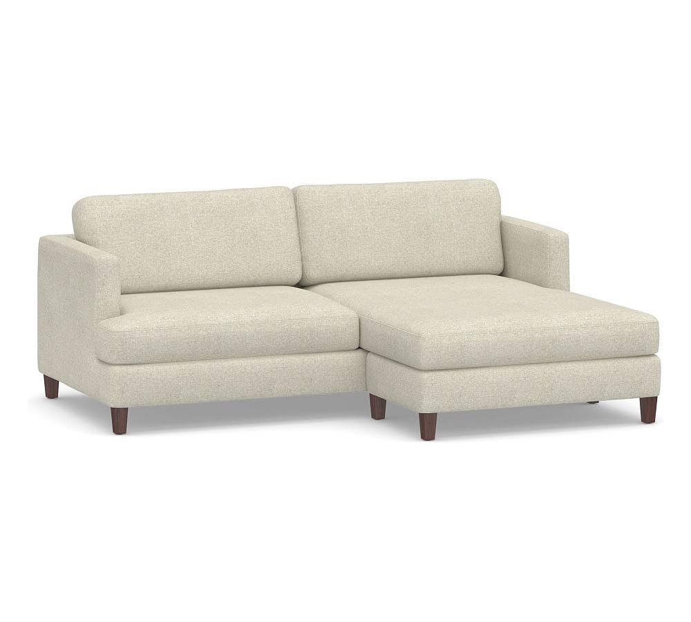 SoMa Ember Upholstered Sofa with Reversible Chaise Sectional, Polyester Wrapped Cushions, Performance Heathered Basketweave Alabaster White - Image 0