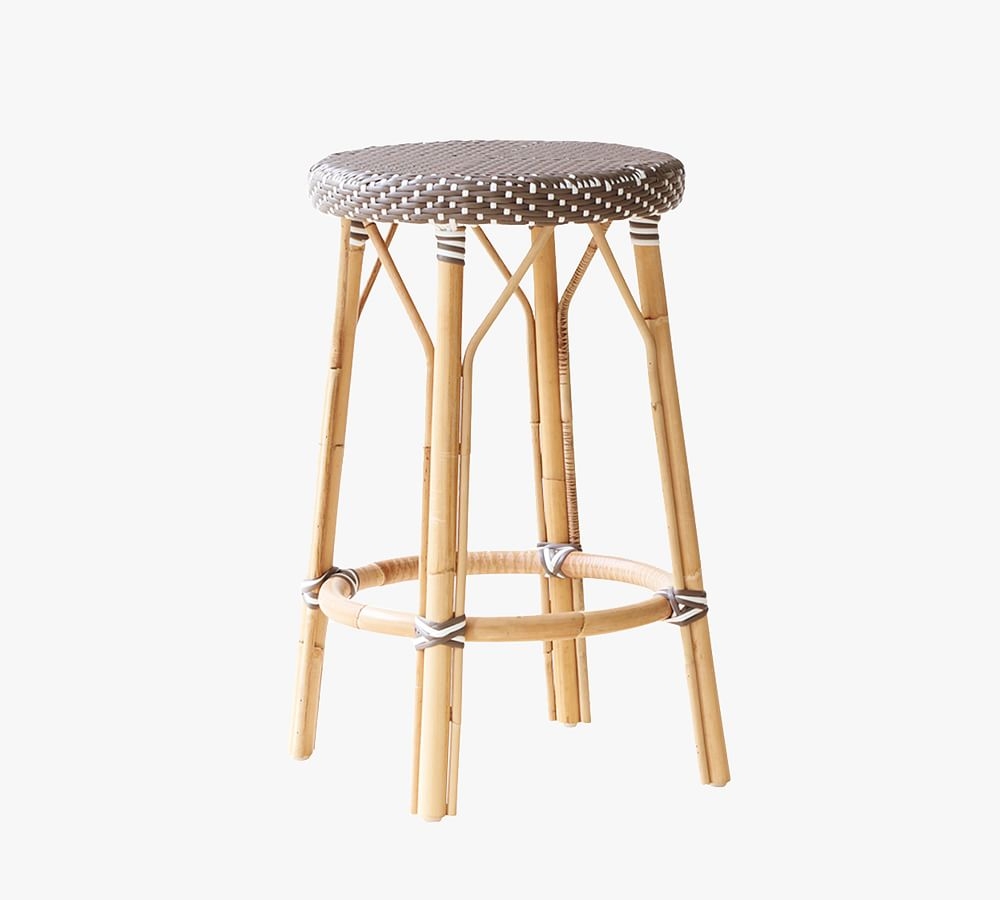 Simone Rattan Counter Stool, Cappuccino with White Dots - Image 0