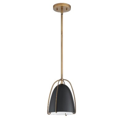 Maselek 1-Light Brass And Black Pendant - Image 0