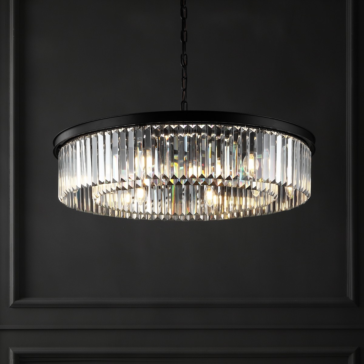 Jennaya Crystal Chandelier - Black - Image 1