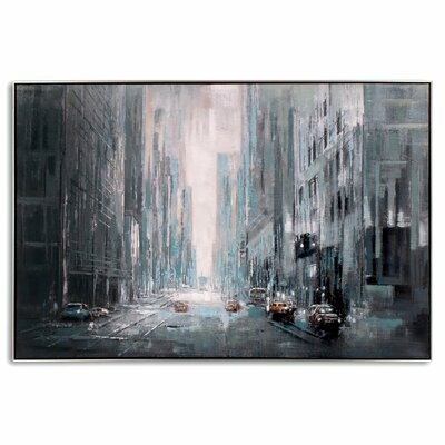 'Misty City' - Floater Frame Painting Print on Canvas - Image 0