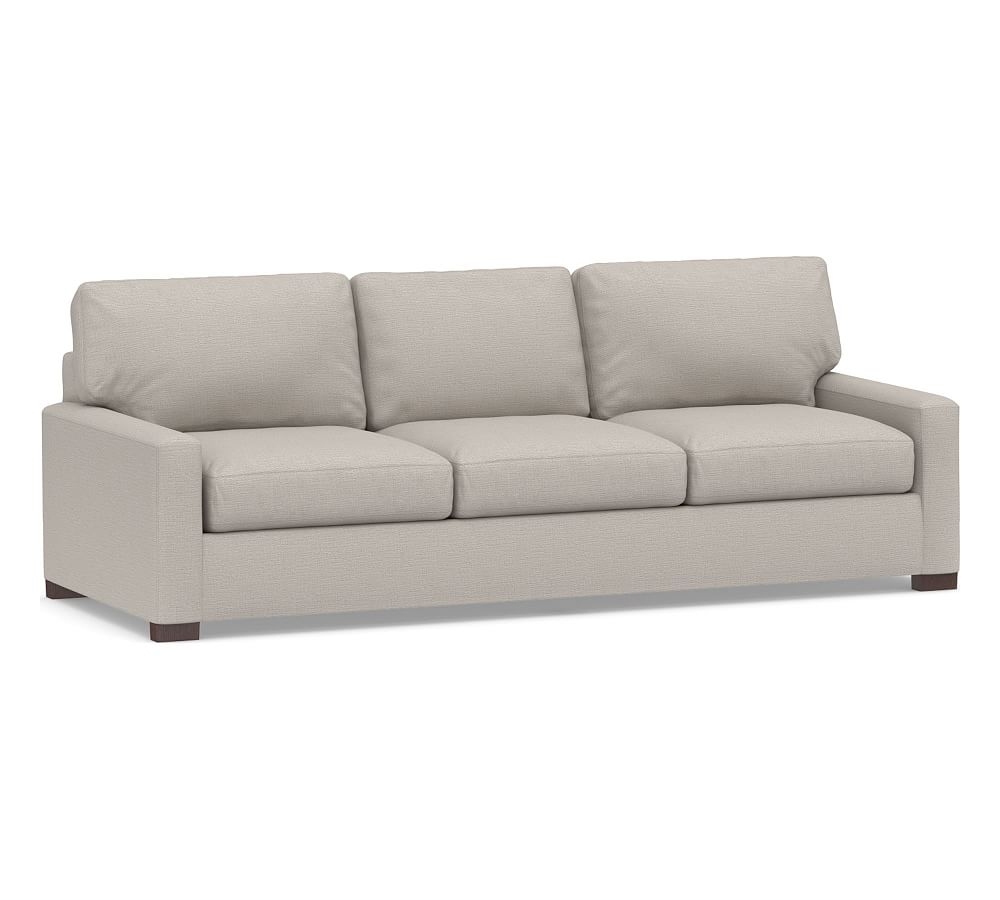 Turner Square Arm Upholstered Grand Sofa 3X3 102.5", Down Blend Wrapped Cushions, Chunky Basketweave Stone - Image 0