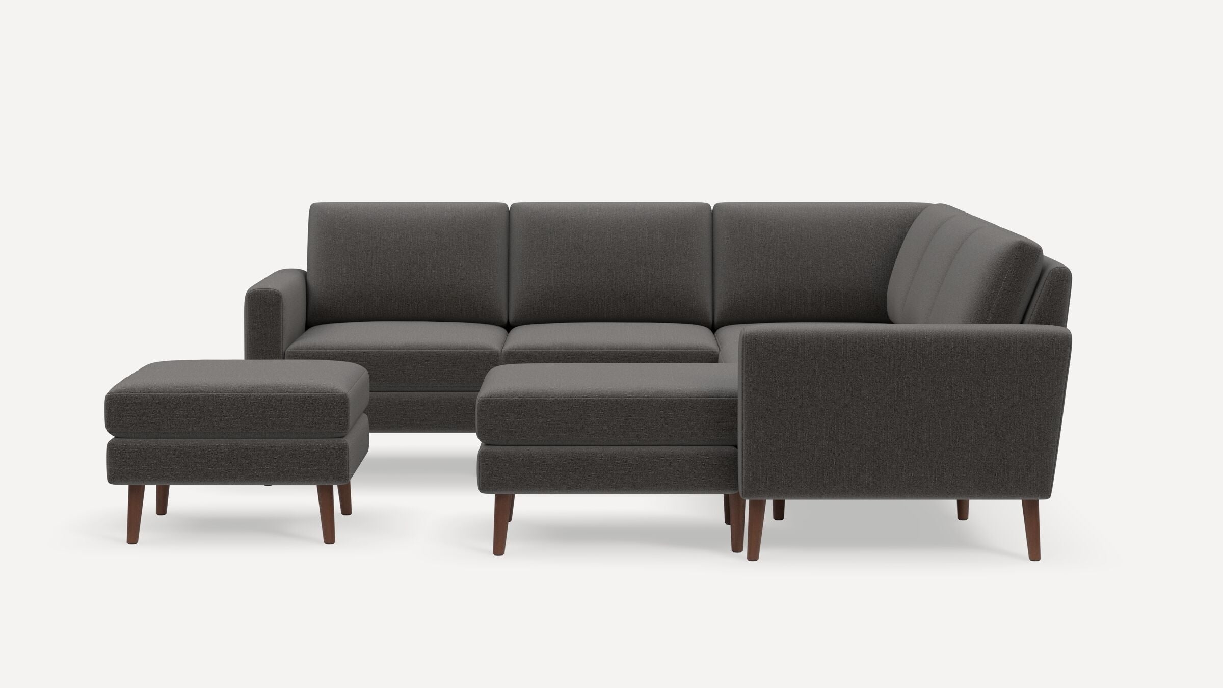 Nomad 5-Seat Corner Sectional with Chaise and Ottoman - Heather Charcoal - Performance Chenille / Walnut - Wood / Block - Image 0