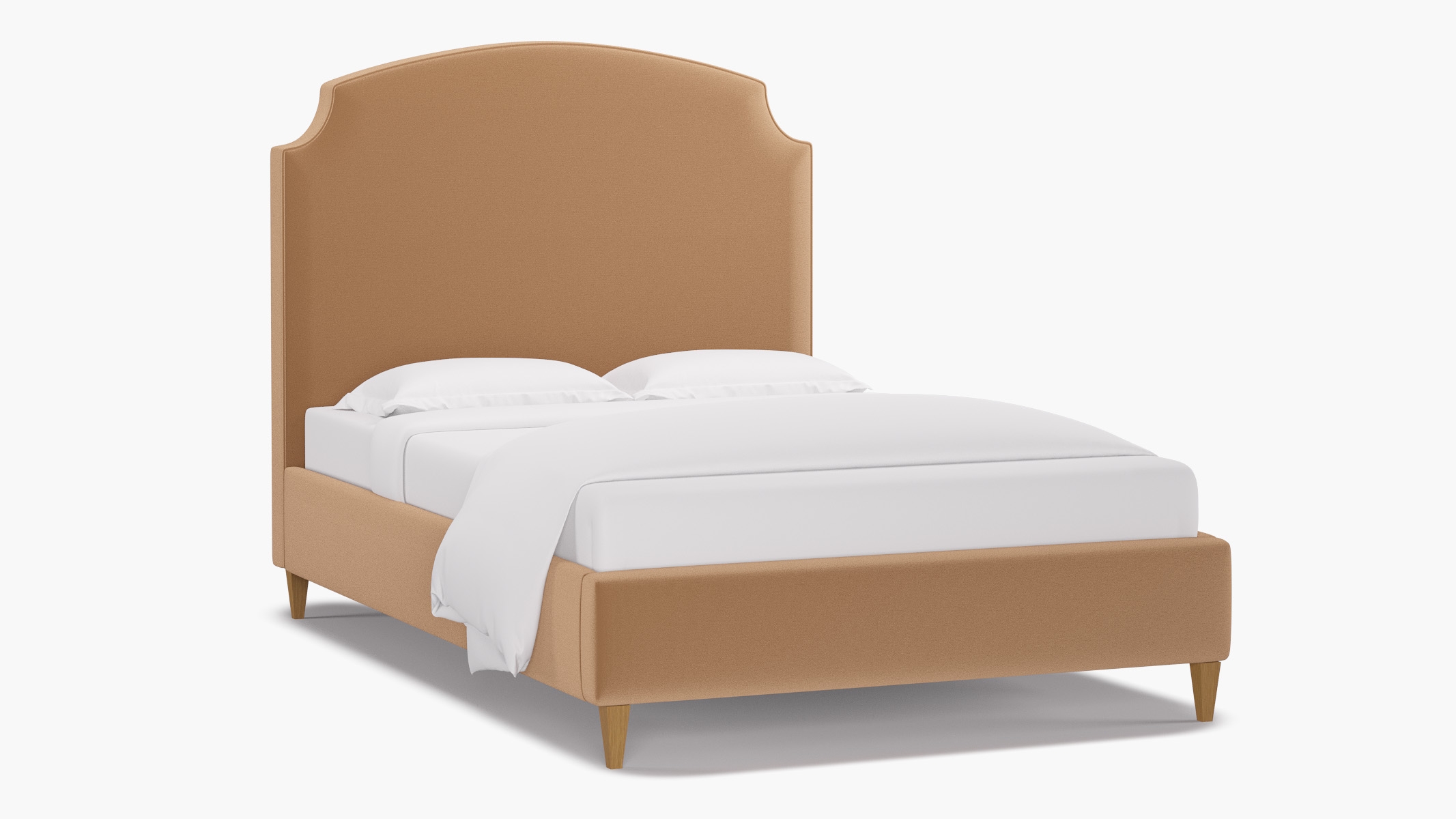 Cove Bed, Camel Performance Plush Velvet, Natural Square Tapered Leg, Full - Image 1