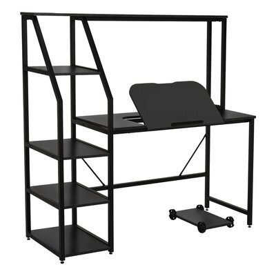 Computer Desk With 5-Tier Shelves And Tiltable Tabletop - Image 0