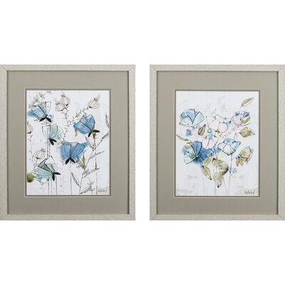 Set Of 2 Dainty Pastel Floral Framed Art - Image 0