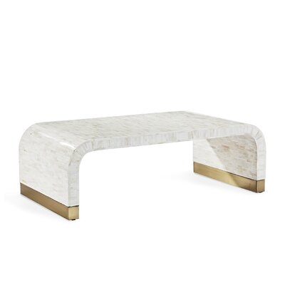 Interlude Home Beacon Cocktail Table - Natural Cream - Polished Brass - Image 0