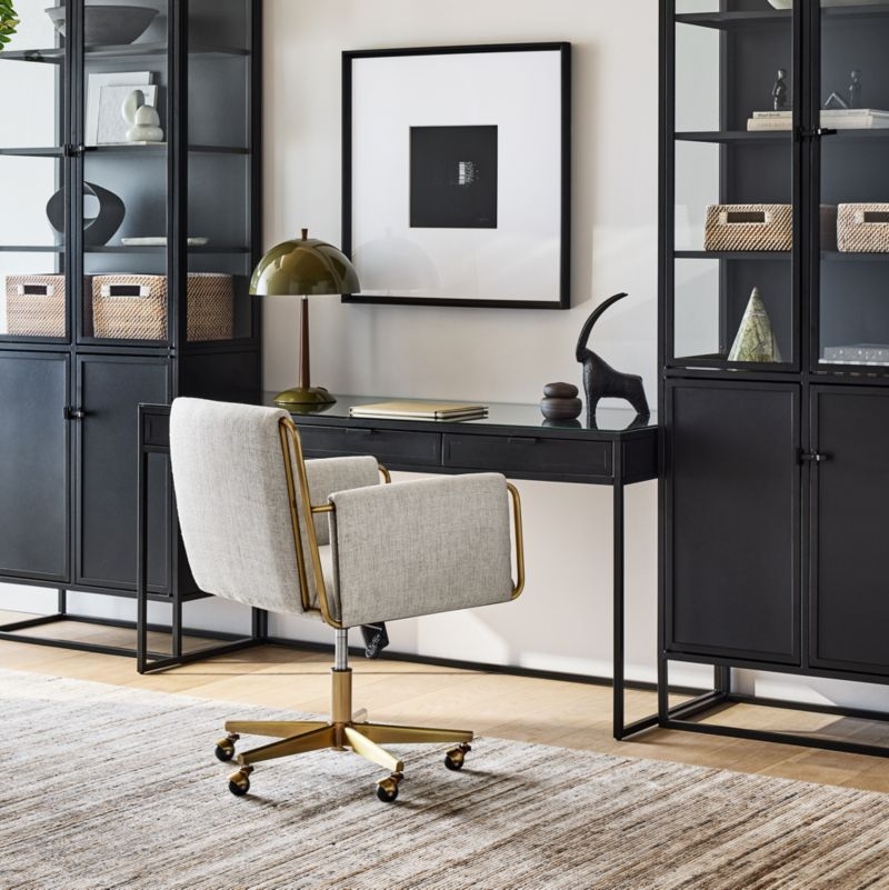 Casement 60" Black Metal Desk with Glass Top - Image 1