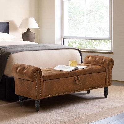 Lukasz Faux Leather Upholstered Storage Bench - Image 0