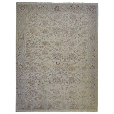 One-of-a-Kind Finadeni Hand-Knotted Oushak Blue/Beige 11'1" x 13'8" Wool Area Rug - Image 0
