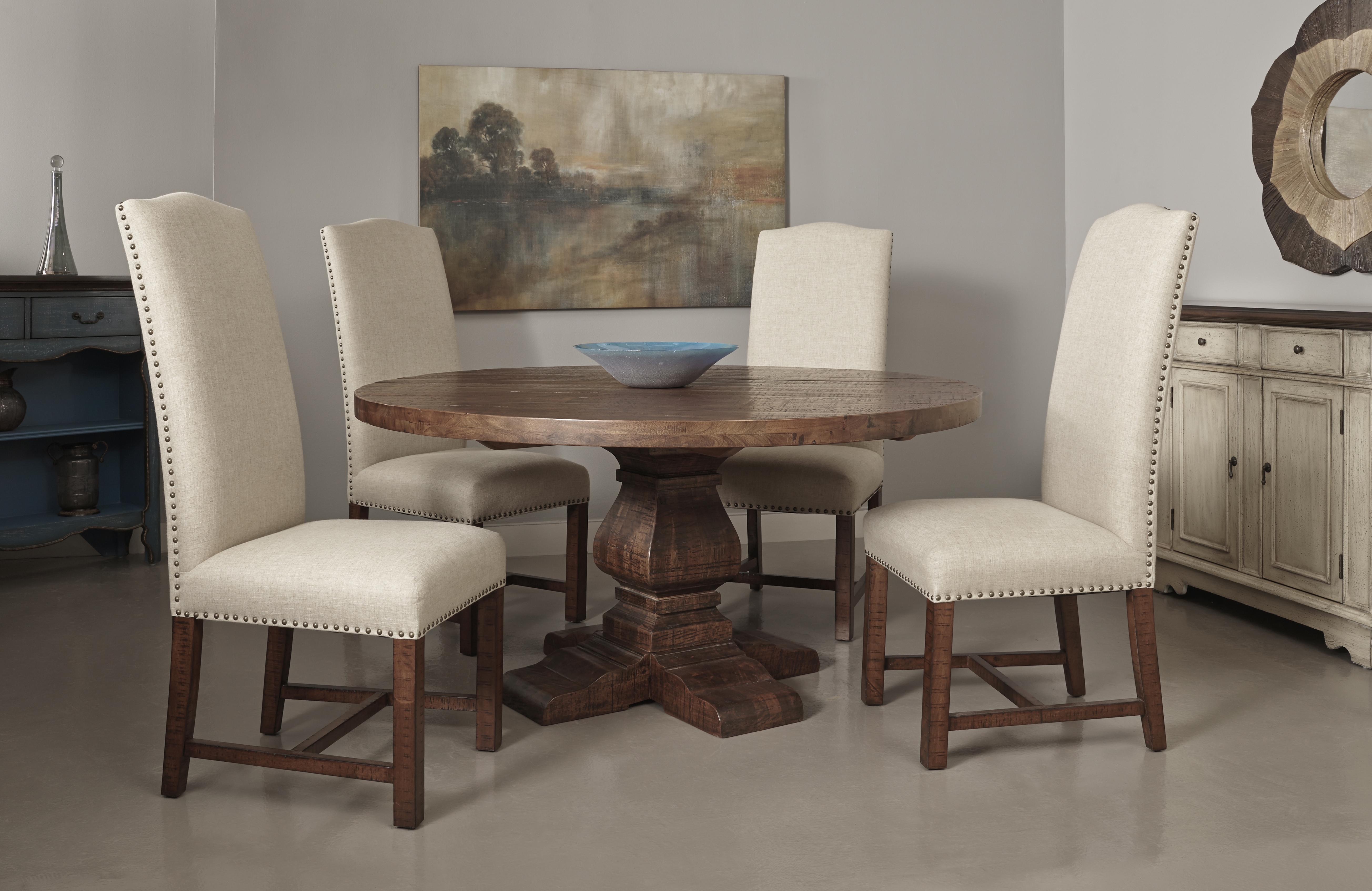 Woodbridge Round Dining Table, Distressed Brown - Image 5