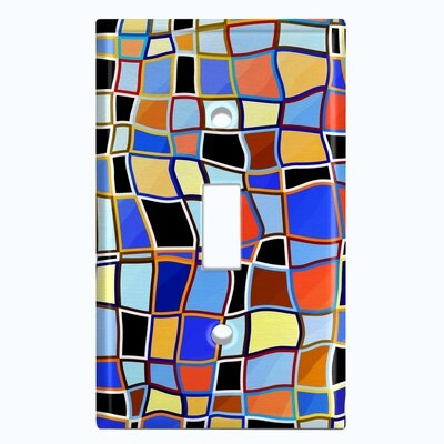 Metal Light Switch Plate Outlet Cover (Colorful Stained Glass Tile Print  - Single Toggle) - Image 0