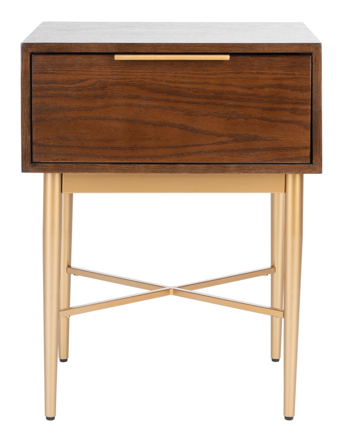 Pierre One Drawer Nightstand - Walnut / Gold - Safavieh - Image 0