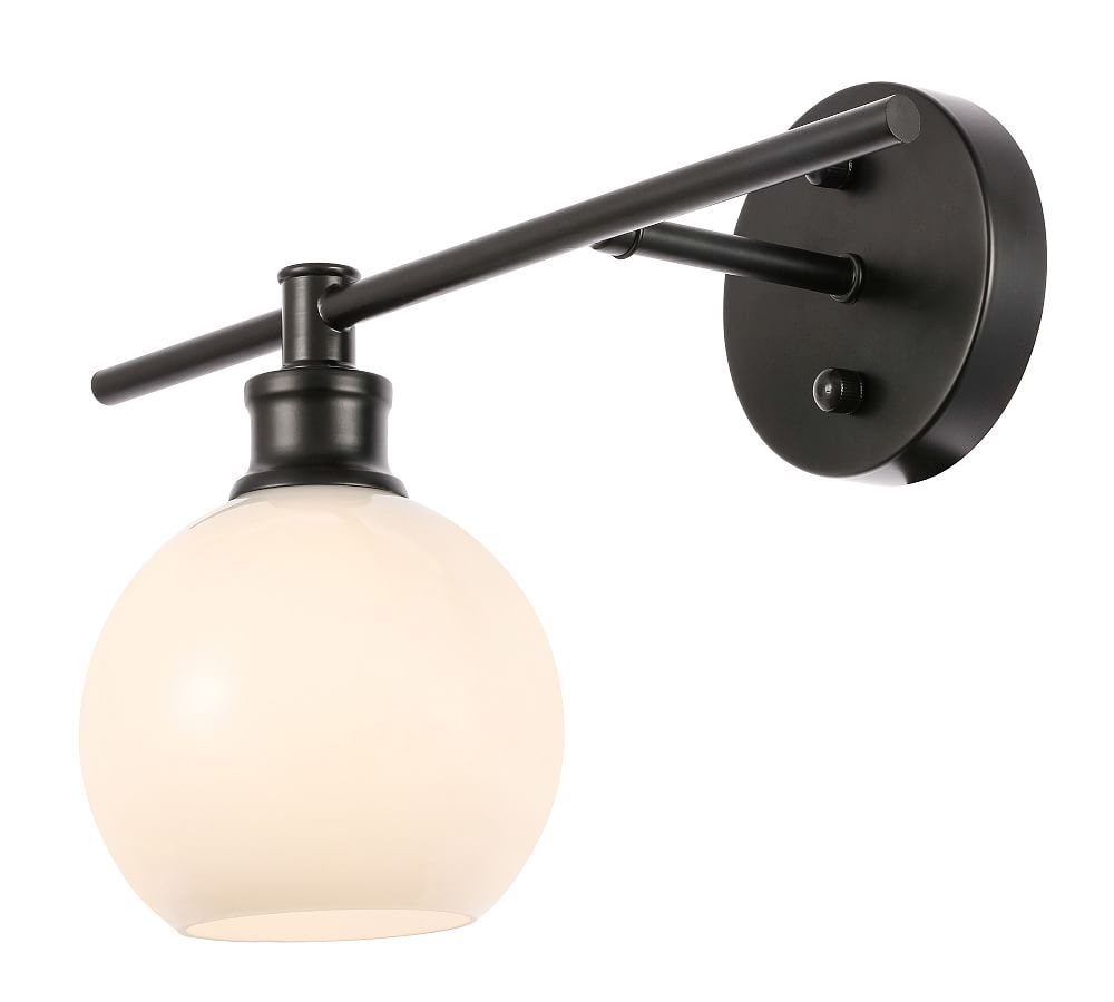 Collem Single Sconce, 14.7", Black And Frosted White Glass - Image 0