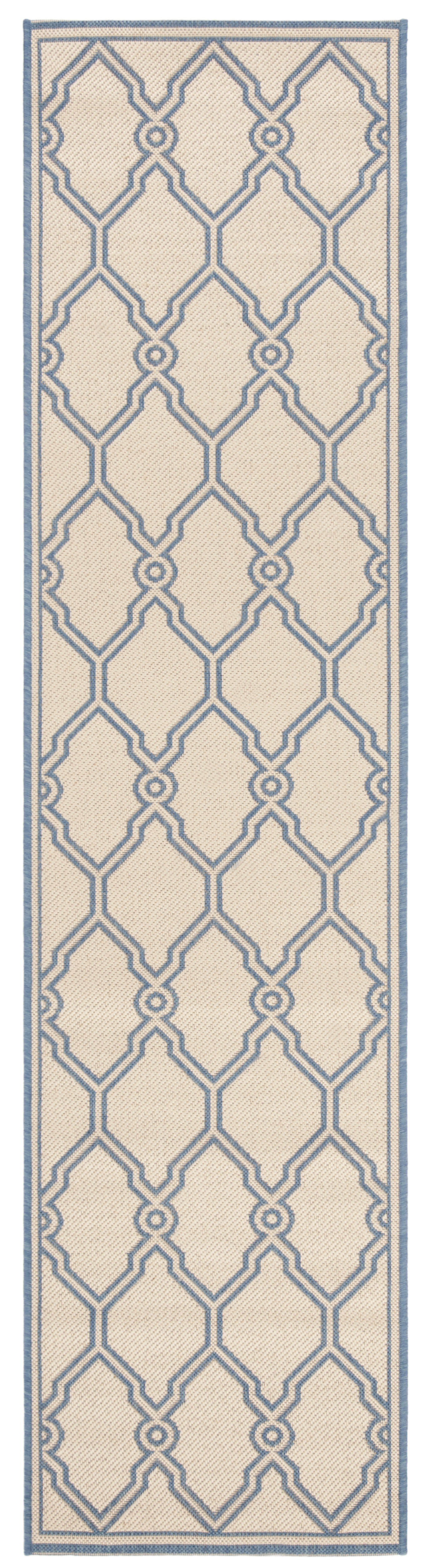 Arlo Home Indoor/Outdoor Woven Area Rug, LND124N, Cream/Blue,  2' X 8' - Image 0