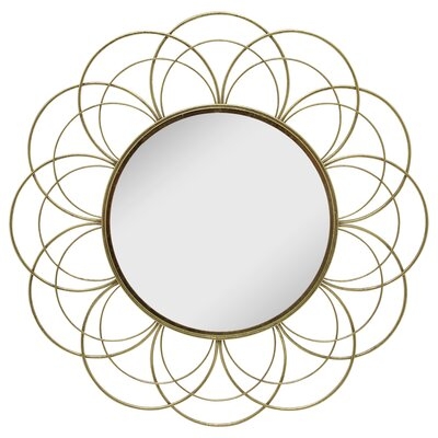 Metal 32" Flower Frame Mirror, Gold Wb - Image 0