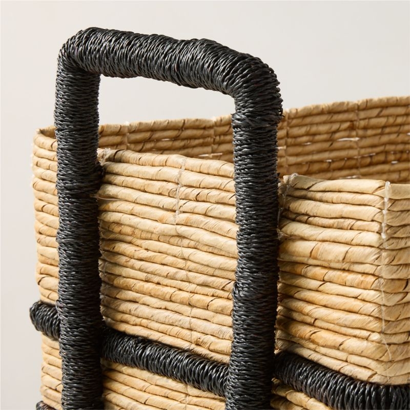 Aminah Woven Storage Tote Basket with Black Handles - Image 2