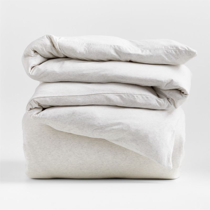 Cozysoft Organic Cotton Jersey Heathered Ivory Full/Queen Duvet Cover - Image 1