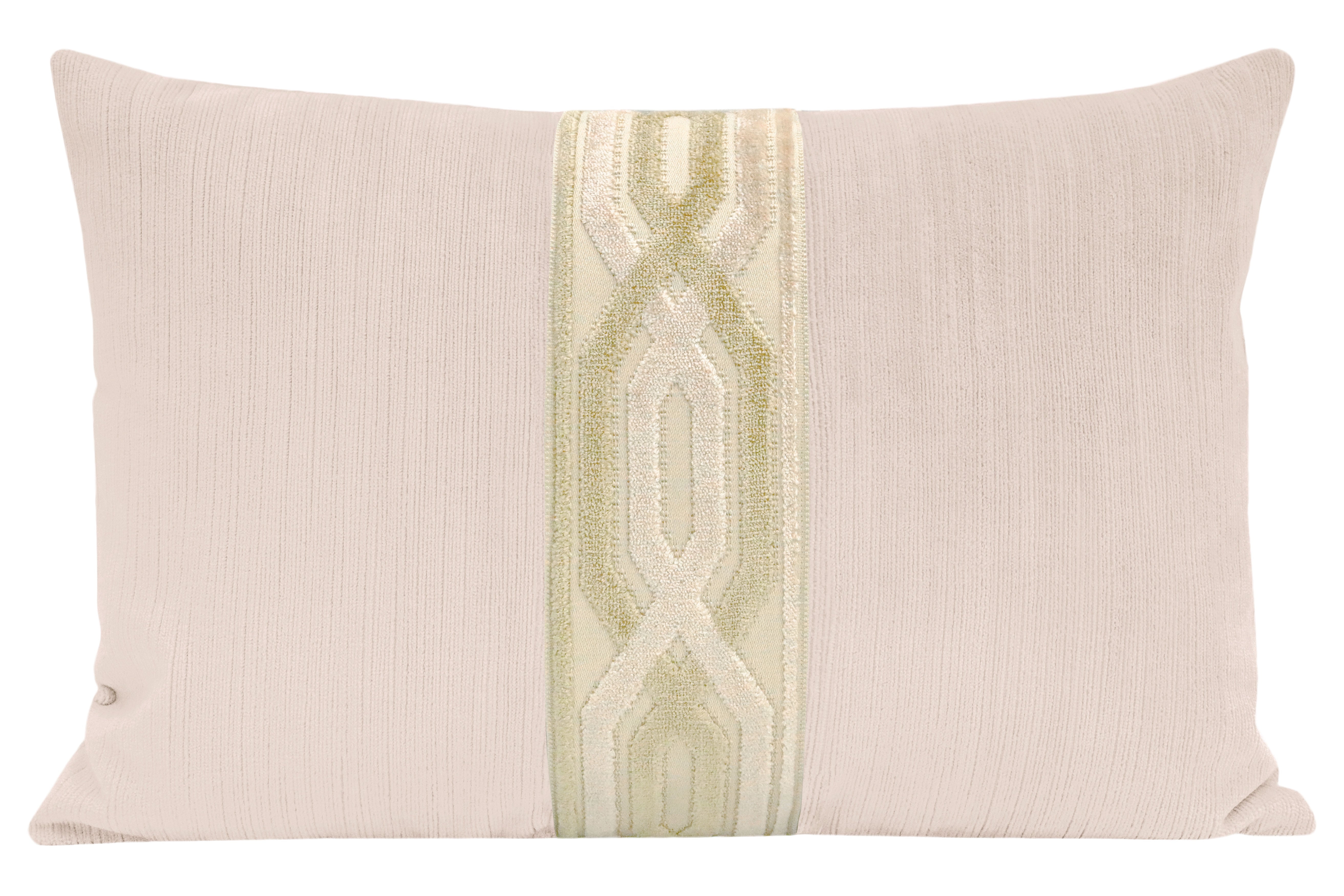 THE LITTLE LUMBAR :: STRIE VELVET // BALLET + INTERLOCK CUT VELVET TRIM // CASHMERE - LITTLE LUMBAR 12" X 18" - Image 0