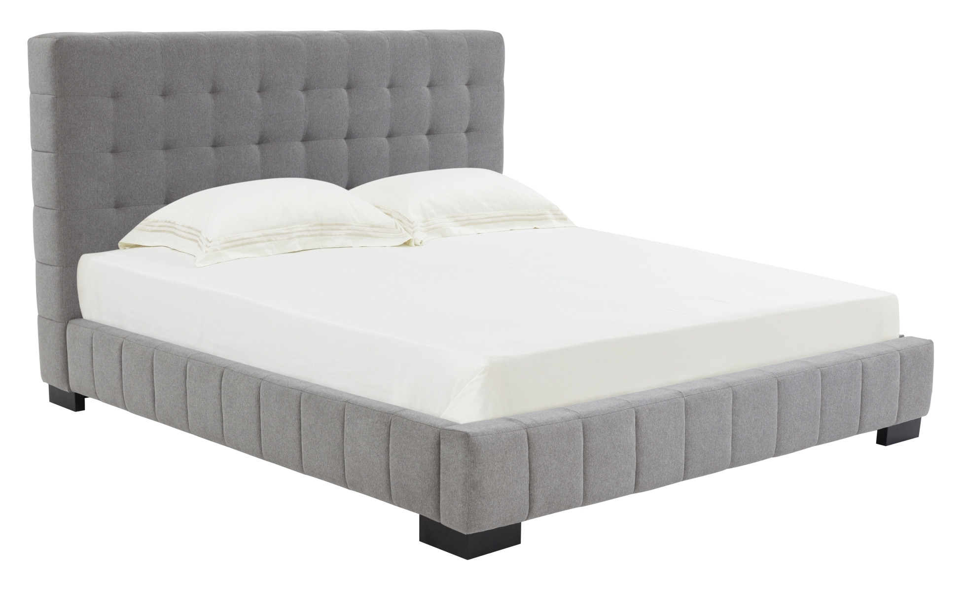 Vivaldi Tufted Linen Bed - Grey/Black - Image 4