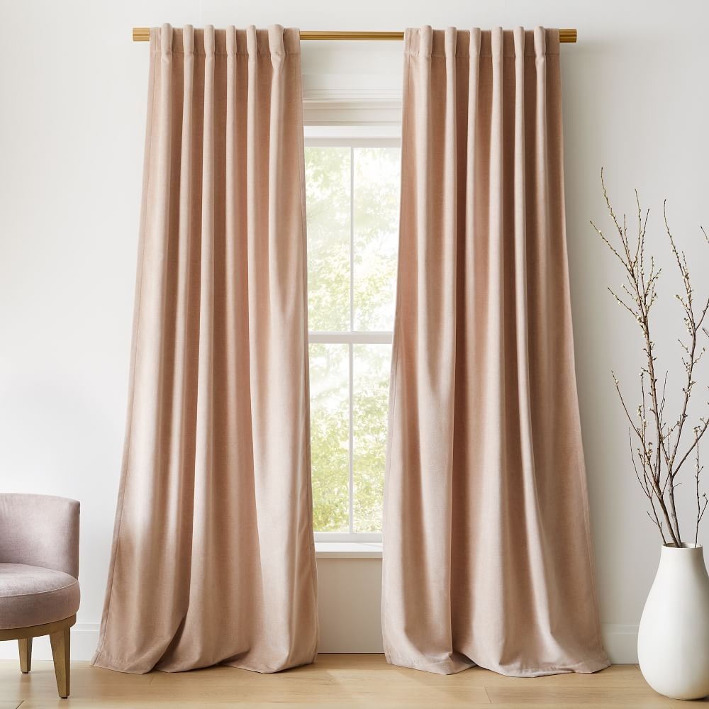 Textured Upholstery Velvet Curtain, Dusty Blush, 48"x84", Set of 2 - Image 0