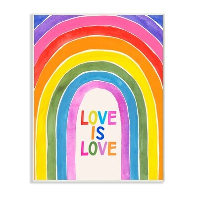 Love Is Love Phrase Vibrant Rainbow Arches by Victoria Barnes - Painting Print - Image 0