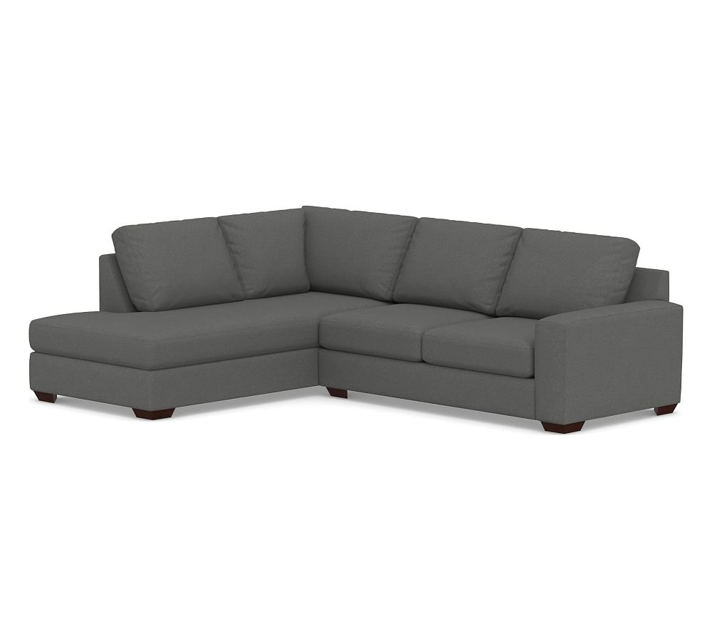 Big Sur Square Arm Upholstered Right Loveseat Return Bumper Sectional, Down Blend Wrapped Cushions, Park Weave Charcoal - Image 0