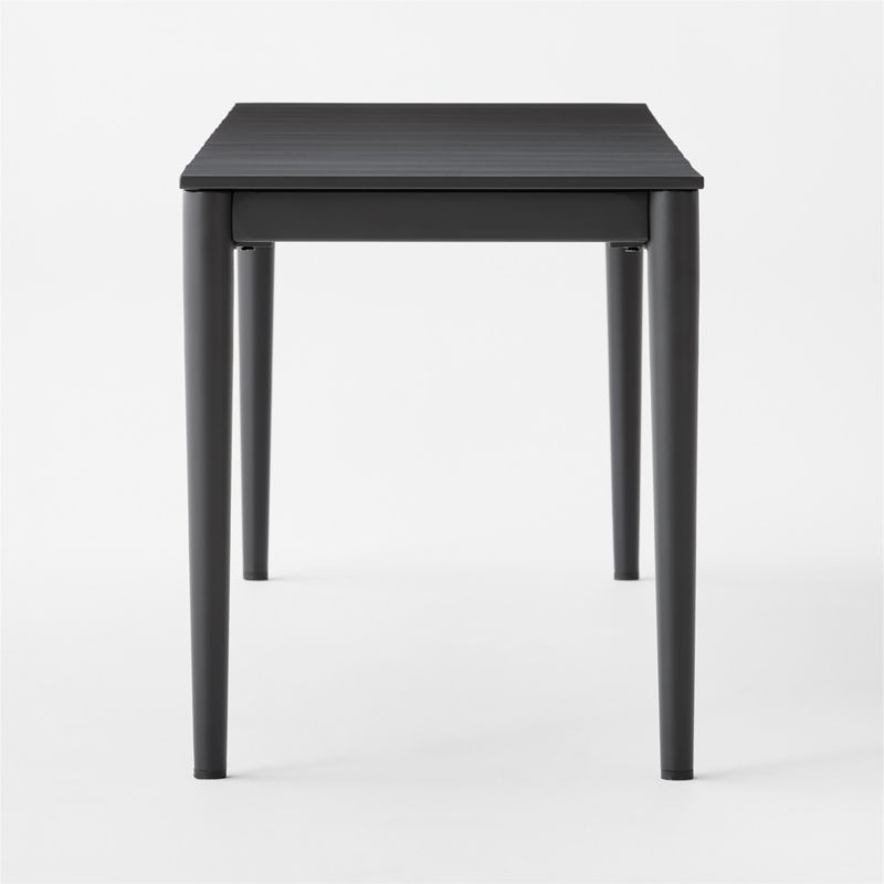 Proux 62" Charcoal Black Metal Outdoor Dining Bench - Image 1