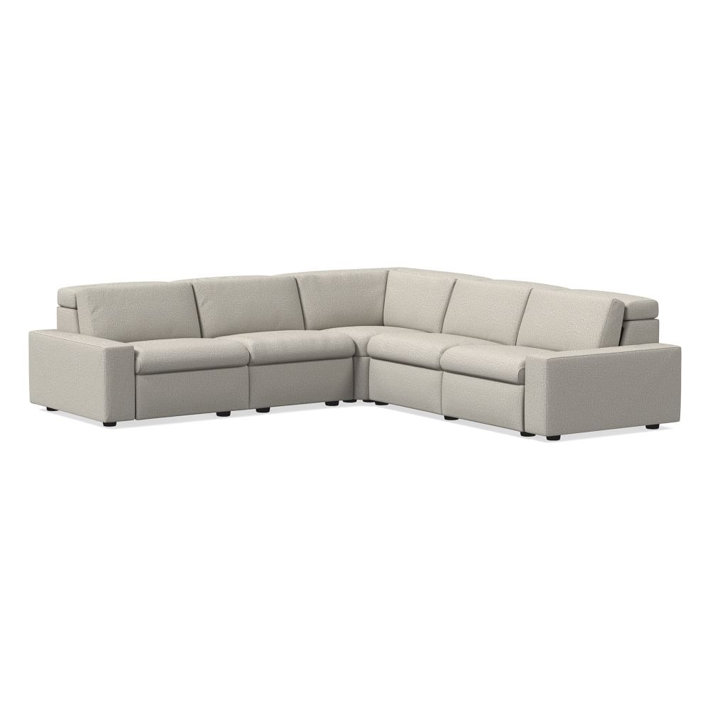 Enzo 114" 5-Piece L-Shaped Reclining Sectional, Two Basic Arms, Twill, Dove - Image 0