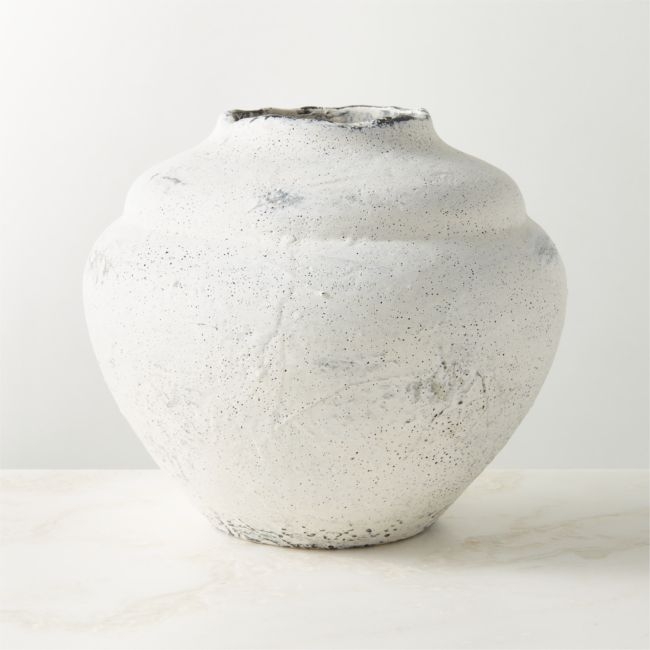 Canby Round White Ceramic Vase - Image 0