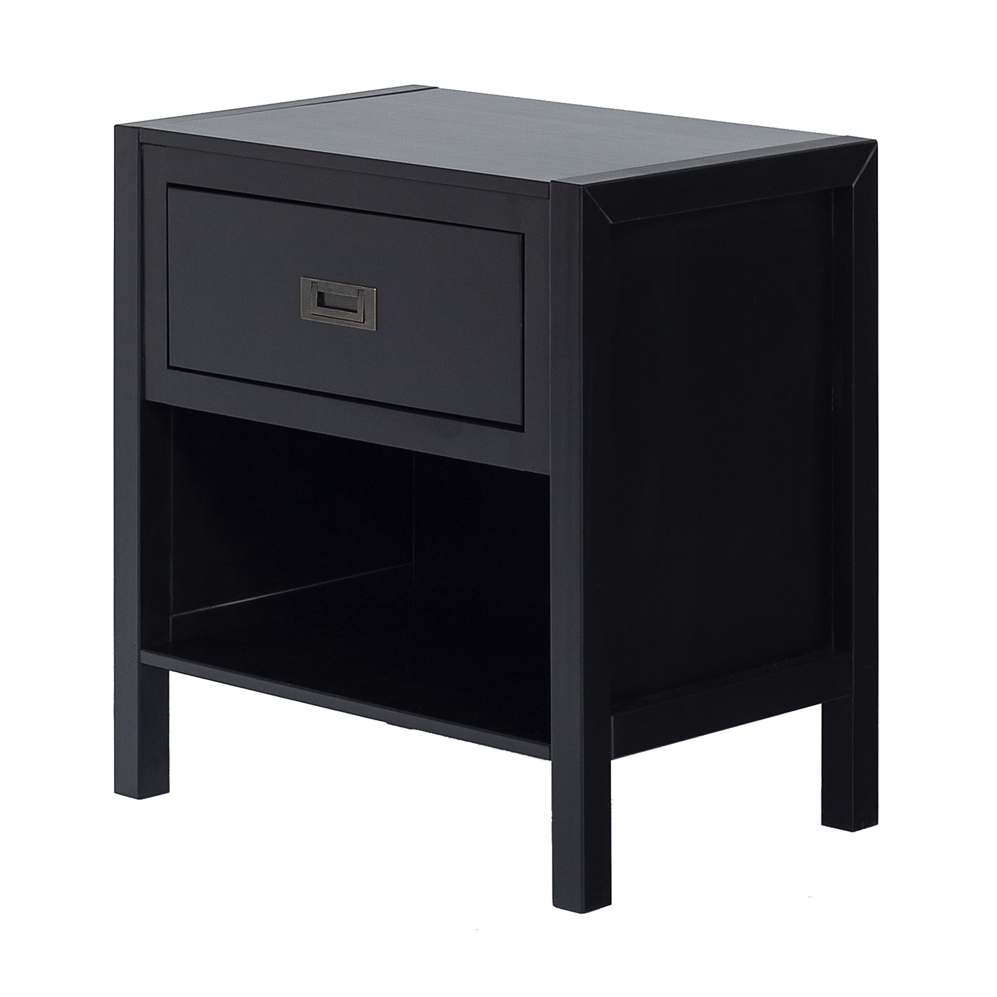 Lydia 1 Drawer Classic Solid Wood Nightstand - Black - Image 0