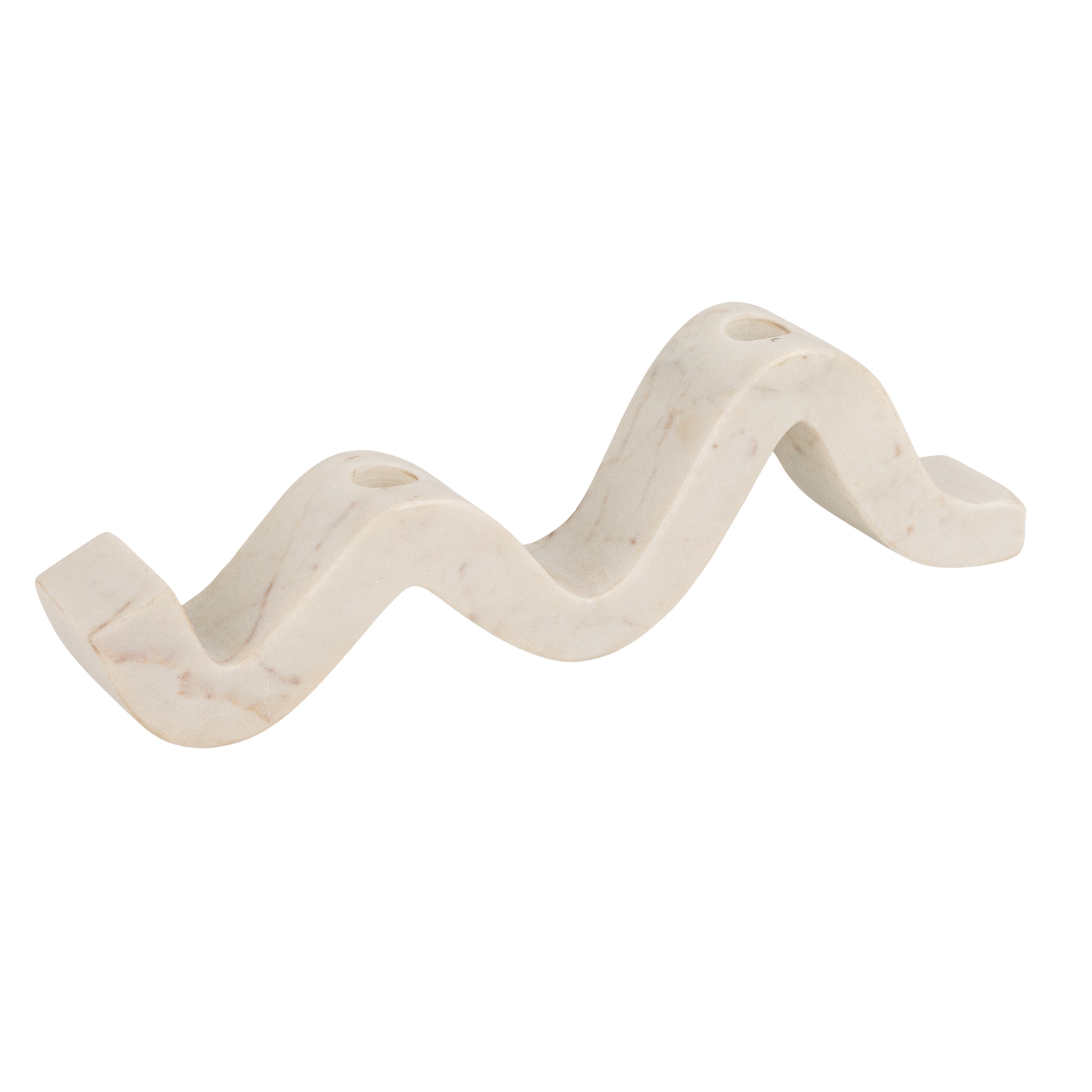 Marble Wave Double Taper Candle Holder, White - Image 0