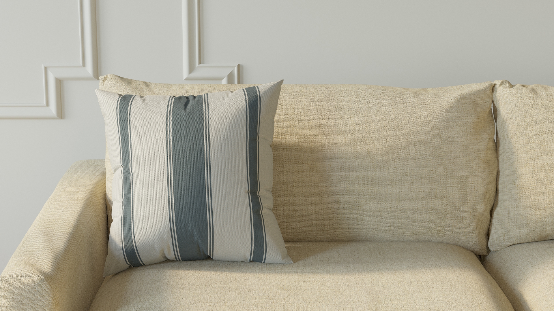Throw Pillow 18", French Blue Clarence Stripe, 18" x 18" - Image 2