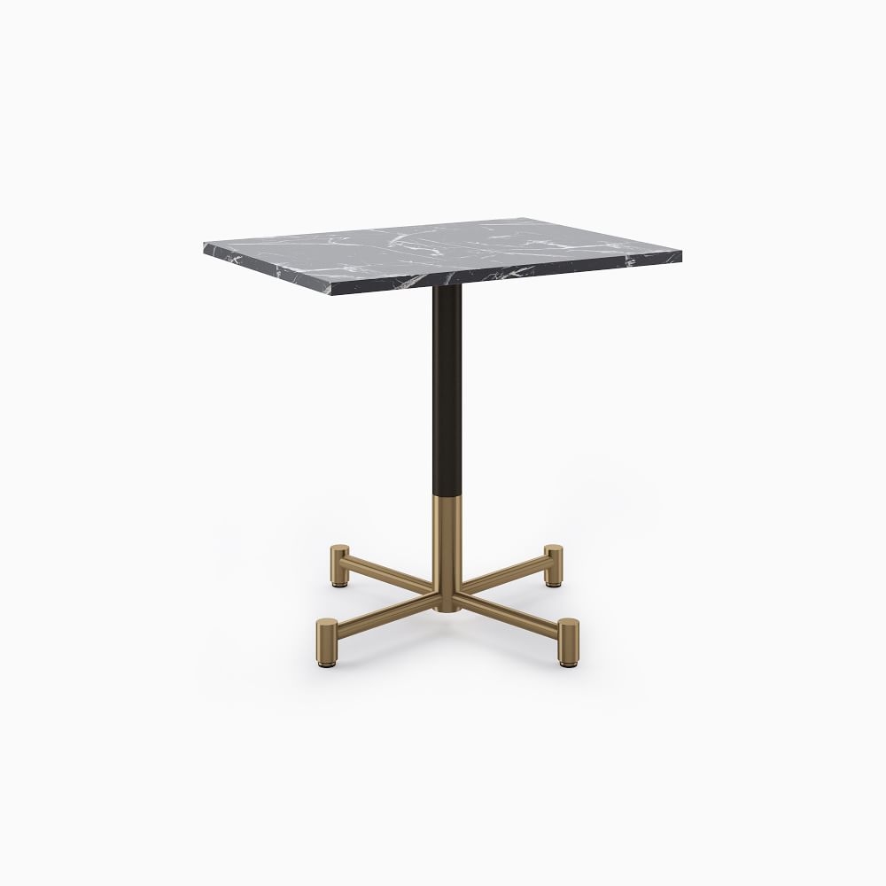 Restaurant Table, Top 24x32" Rect, Black Faux Marble, Dining Height 4 Branch Base, Bronze/Brass - Image 0