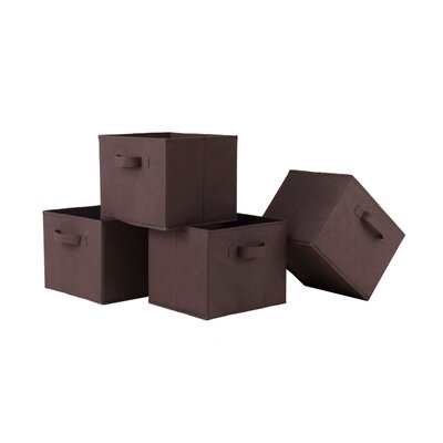 Set Of 6 Foldable Black Fabric Baskets - Image 0