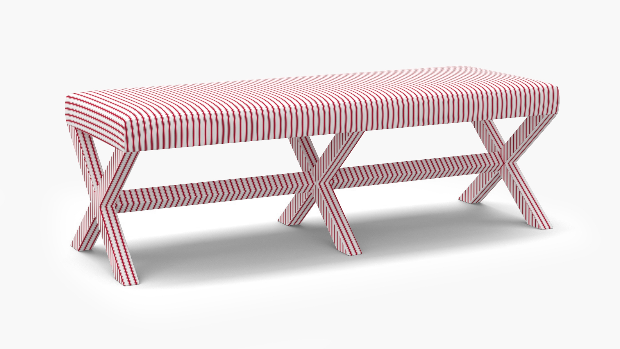 Double X Bench, Red Classic Ticking Stripe - Image 1