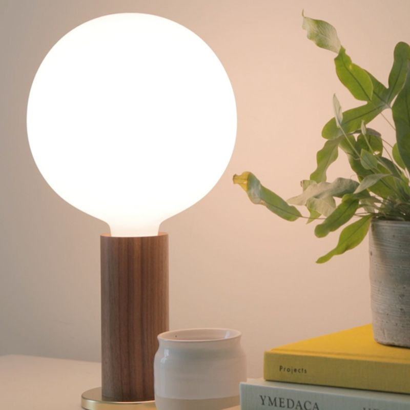 Tala Walnut Table Lamp with Sphere IV Bulb - Image 1