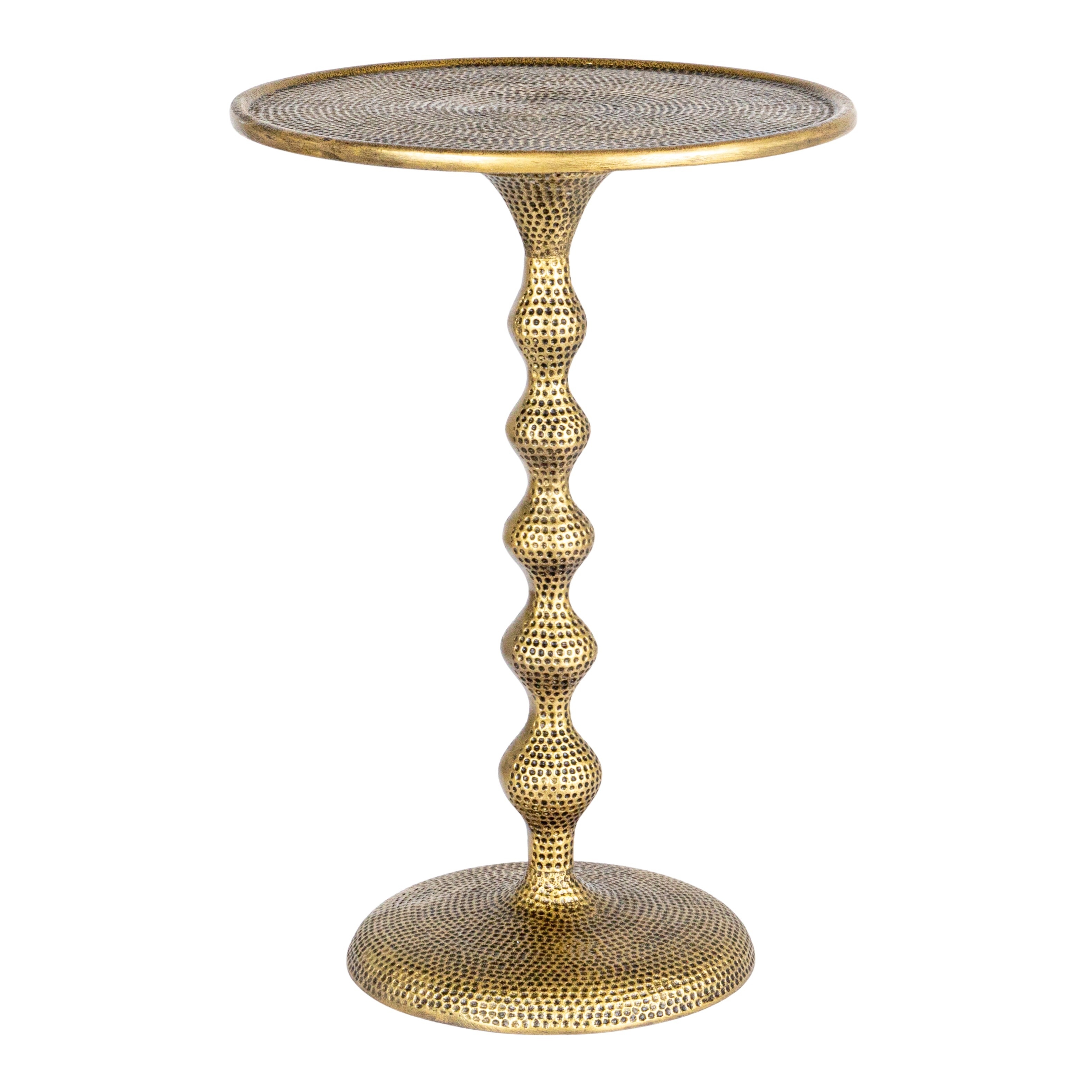 Hammered Metal Table, Antique Brass - Image 0