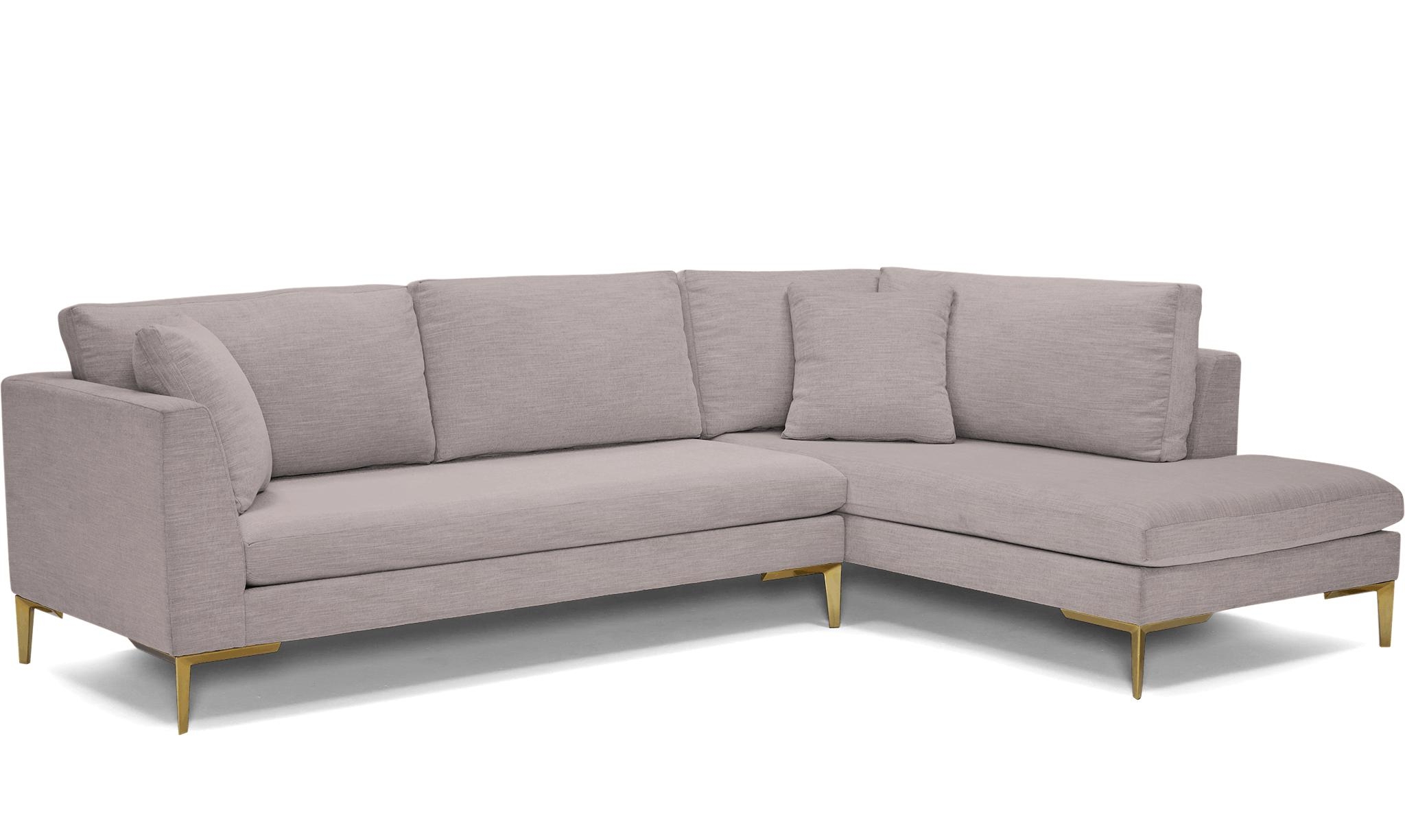 Purple Ainsley Mid Century Modern Sectional with Bumper - Sunbrella Premier Wisteria - Right  - Image 1