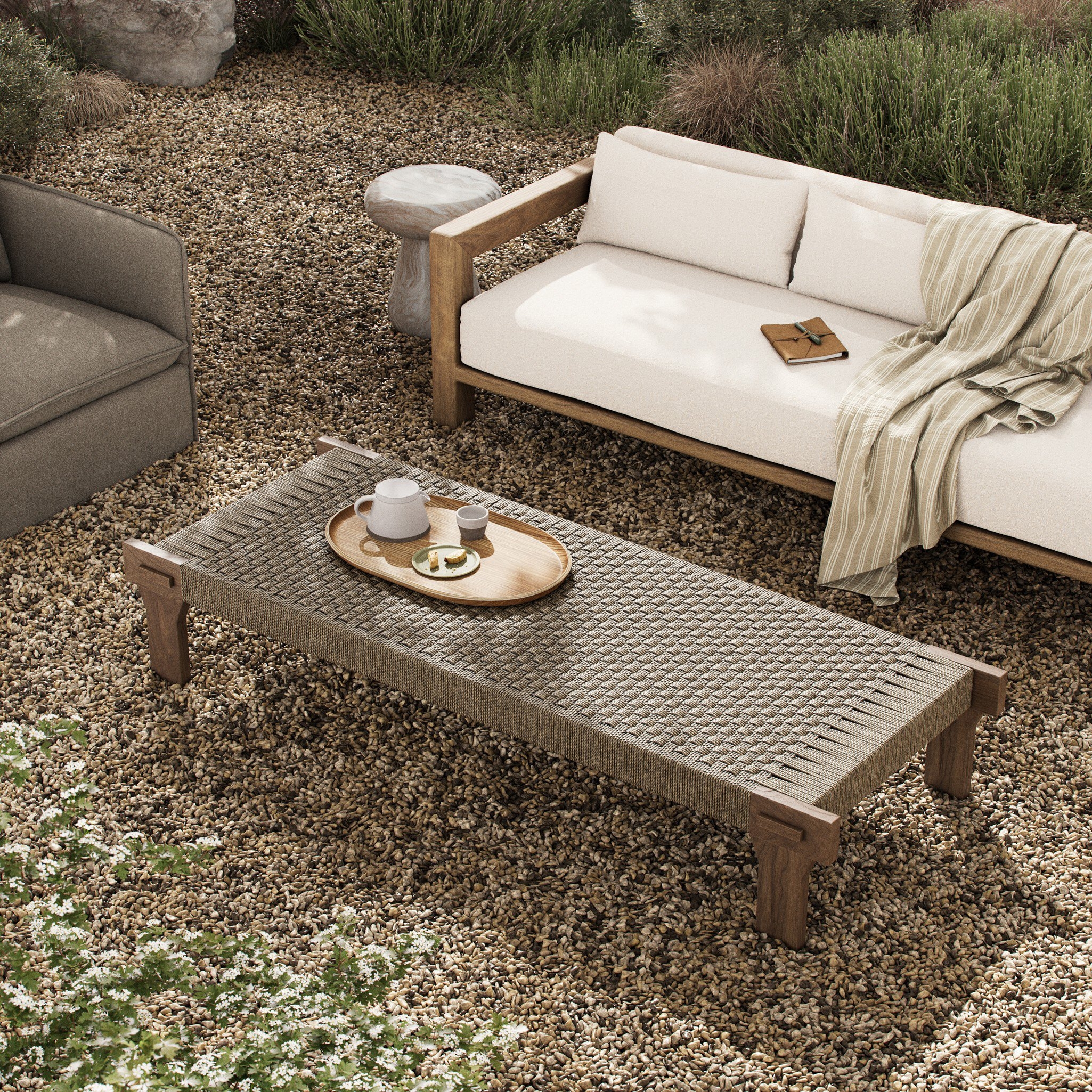 Moxie Outdoor Coffee Table - Stained Toasted Brown-FSC - Image 0