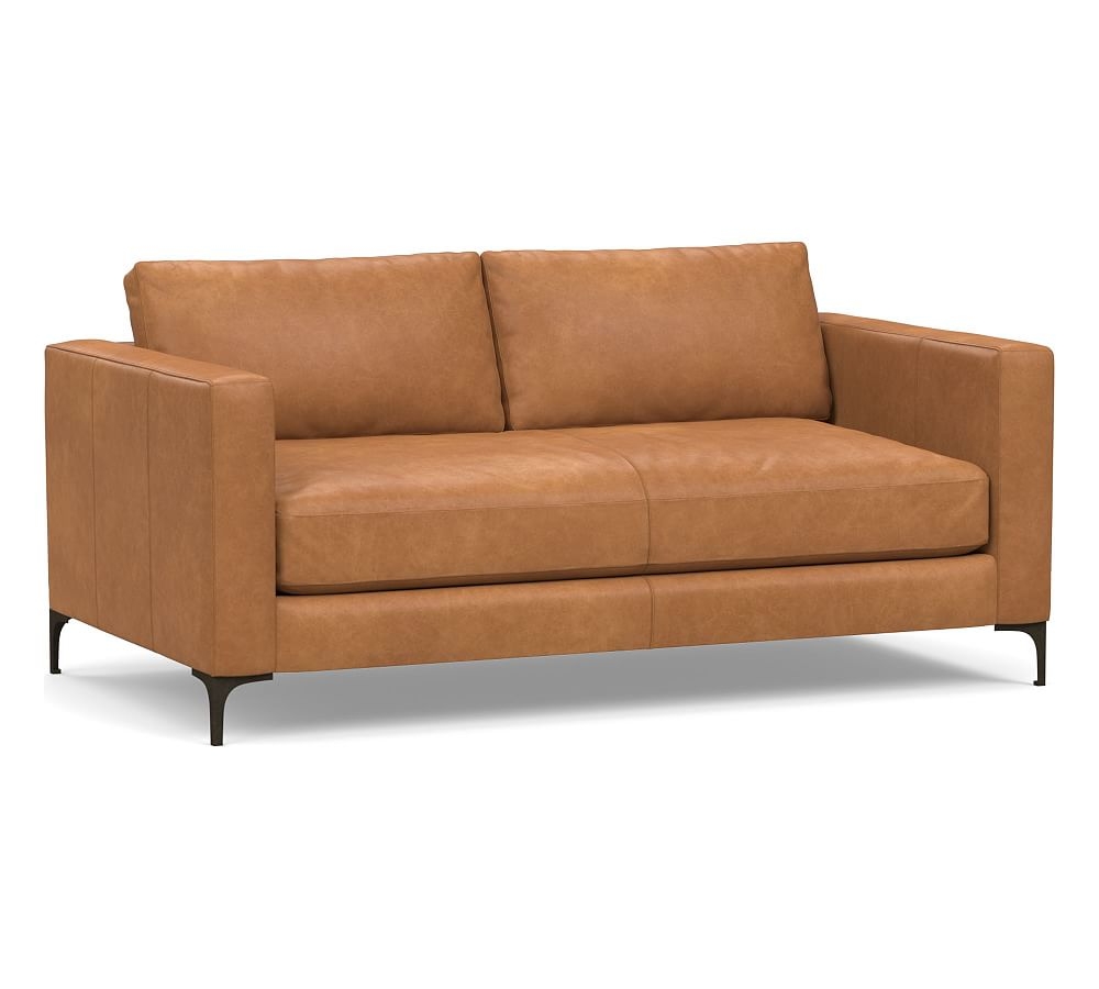Jake Leather Loveseat 70", Down Blend Wrapped Cushions, Churchfield Camel - Image 0
