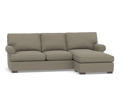 Townsend Roll Arm Upholstered Sofa with Reversible Storage Chaise Sectional, Polyester Wrapped Cushions, Chenille Basketweave Taupe - Image 0