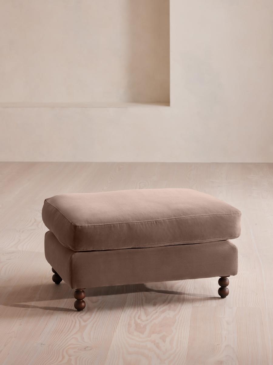 Reya Ottoman, Velvet, Taupe, US - Image 0