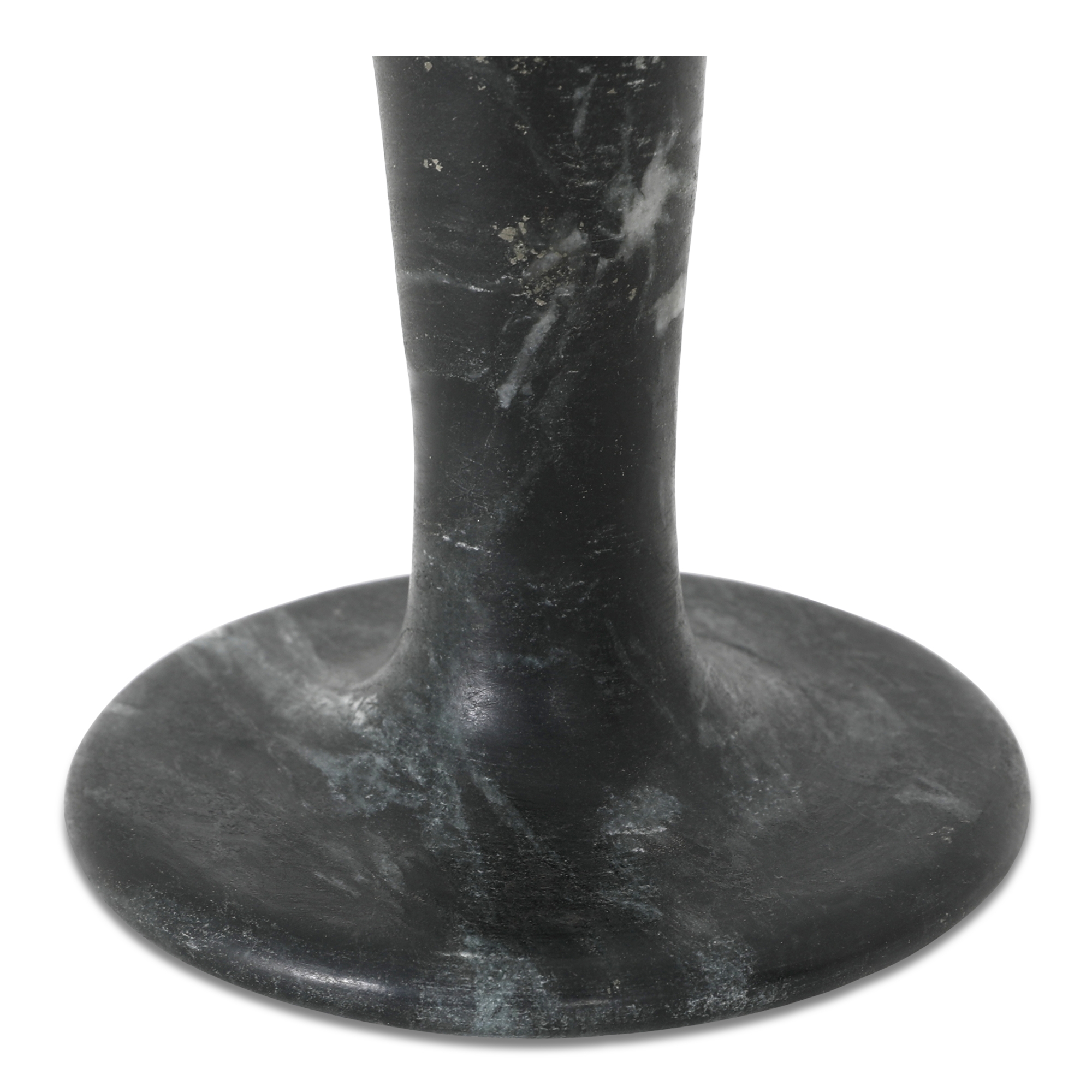 East Short Candle Holder Black Veined Marble - Image 1