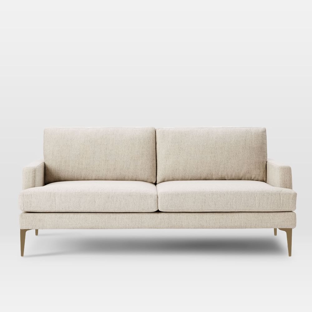 Andes 77" Multi-Seat Sofa, Standard Depth, Twill, Dove, Brass - Image 0