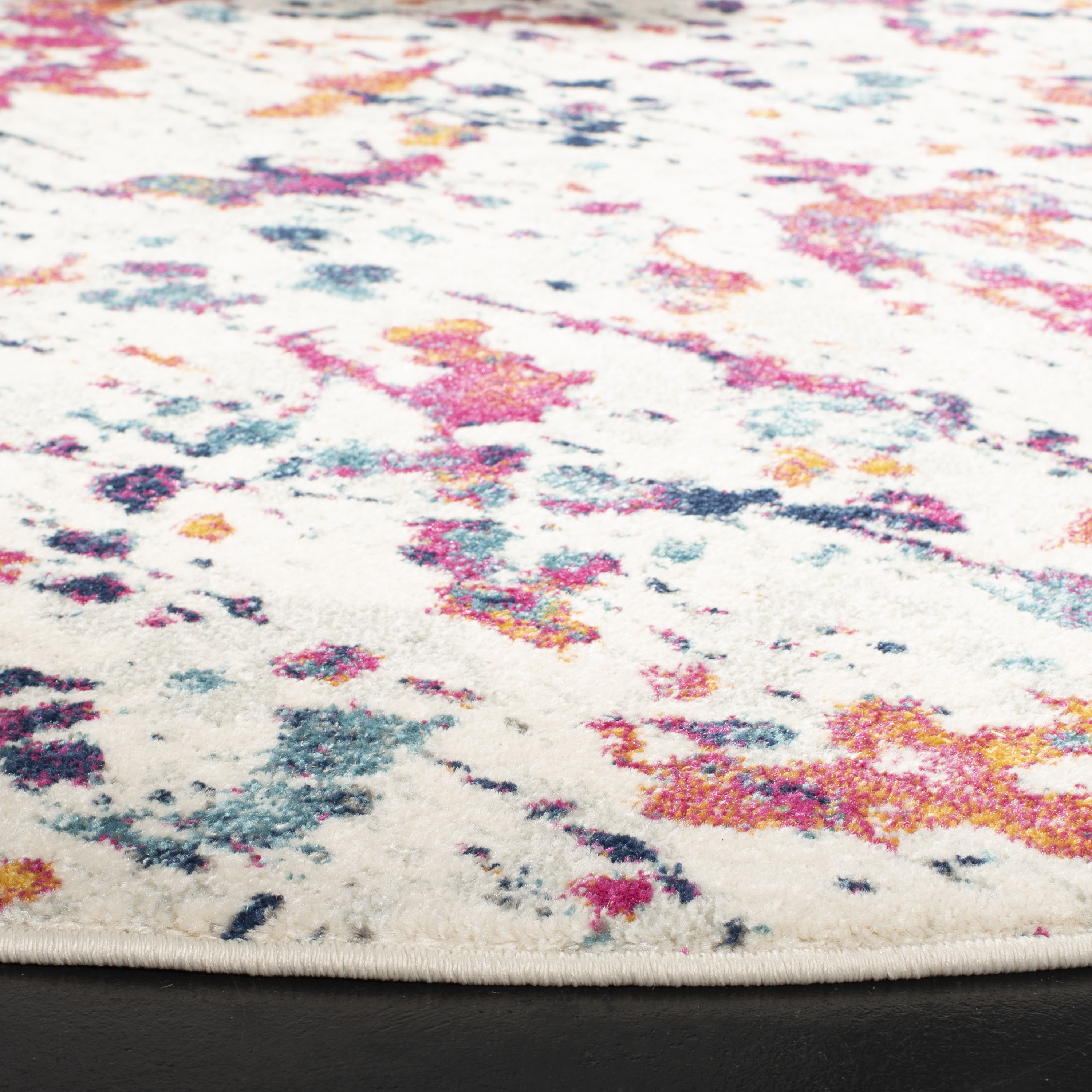 Arlo Home Woven Area Rug, EVK284Q, Ivory/Red,  6' 7" X 6' 7" Round - Image 2