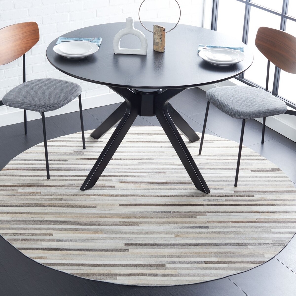 Safavieh Hand Woven Area Rug, STL809A, Ivory/Grey, 6' X 6'  - Image 1