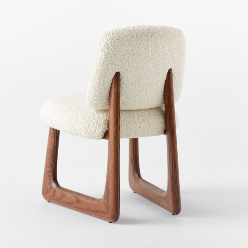 Pula Warm White Boucle Armless Dining Chair Set of 4 - Image 9