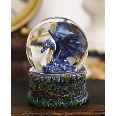 Carissa Midnight Dragon Sitting in Repose Glitter Water Globe - Image 0