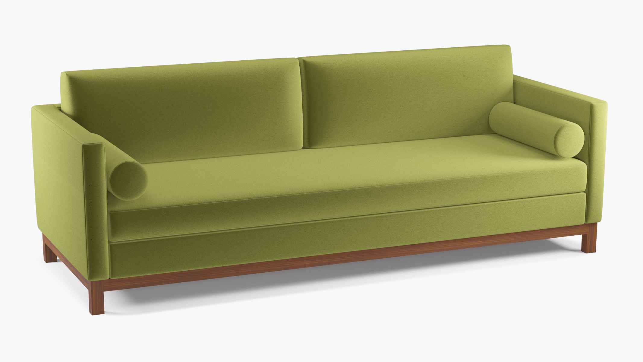 Tailored Tuxedo Sofa, Sage Performance Velvet, Walnut Wood Rail - Image 1